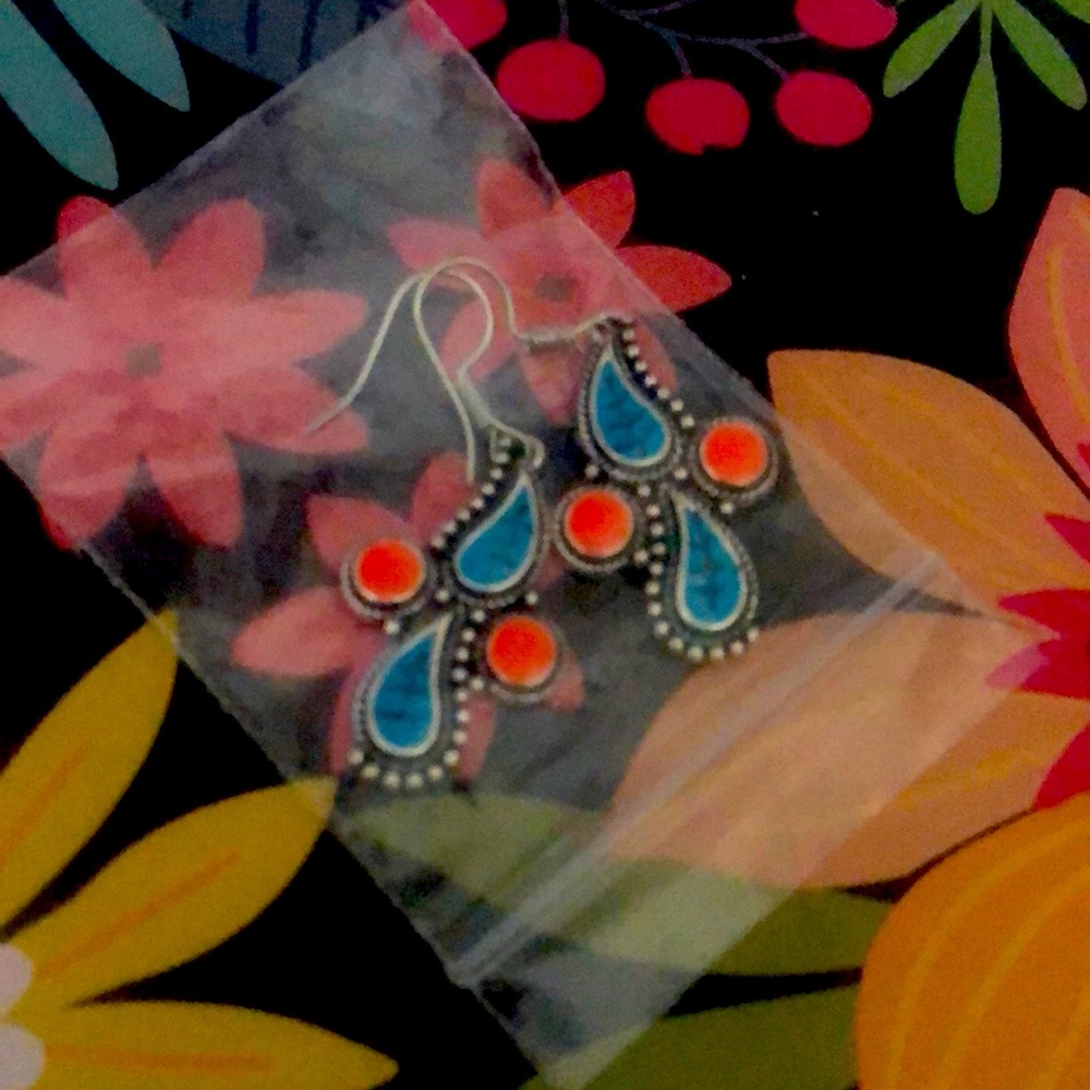 Turquoise color silver dangles
